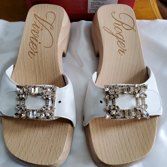 Roger Vivier Shoes - Roger Vivier Embellished Leather Slide Glogs! NWT!